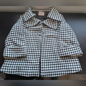 Darling Houndstooth Pea Coat in White and Black